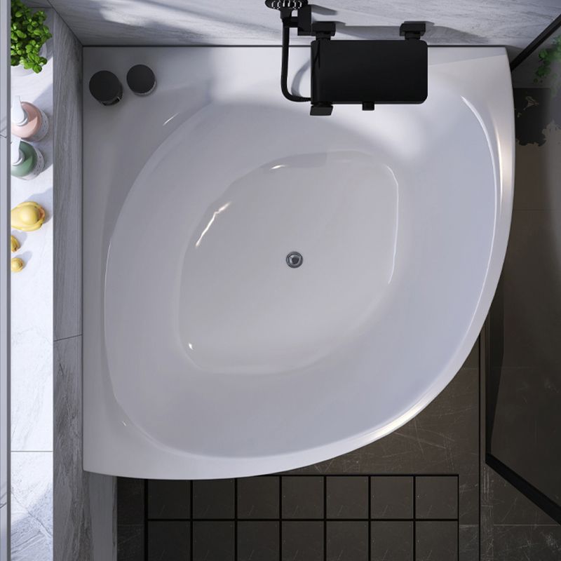 White Acrylic Corner Soaking Bath Modern Back to Wall Bathtub