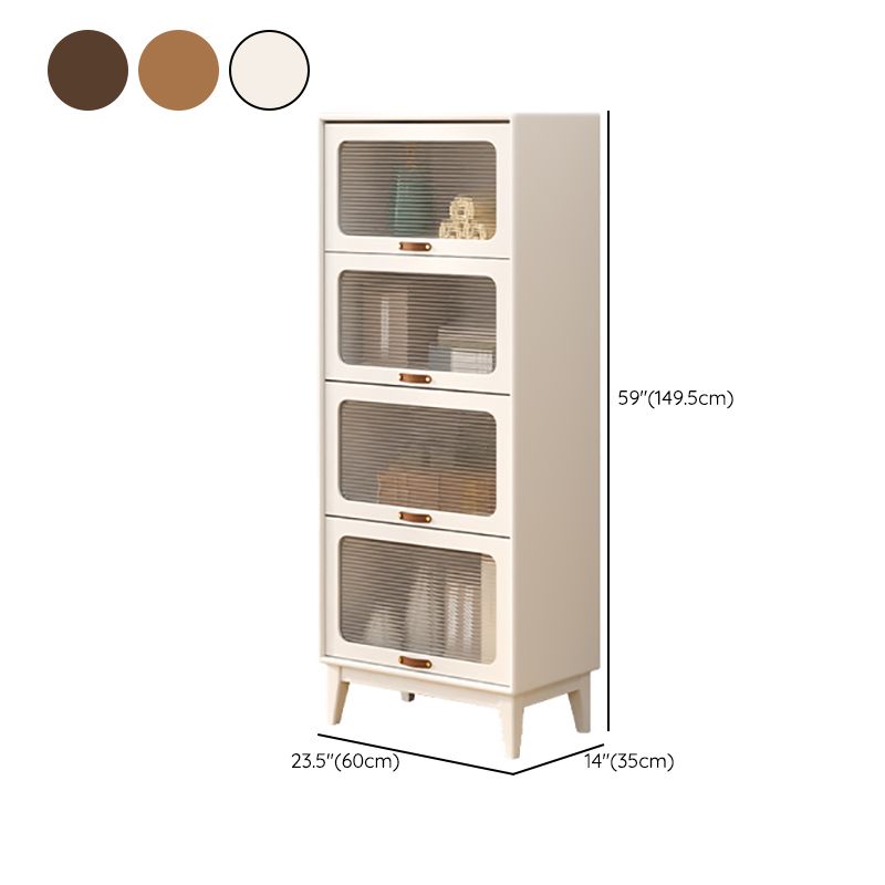 Mid-Century Modern Glass Paned Cabinet,  Solid Wood Accent Cabinet