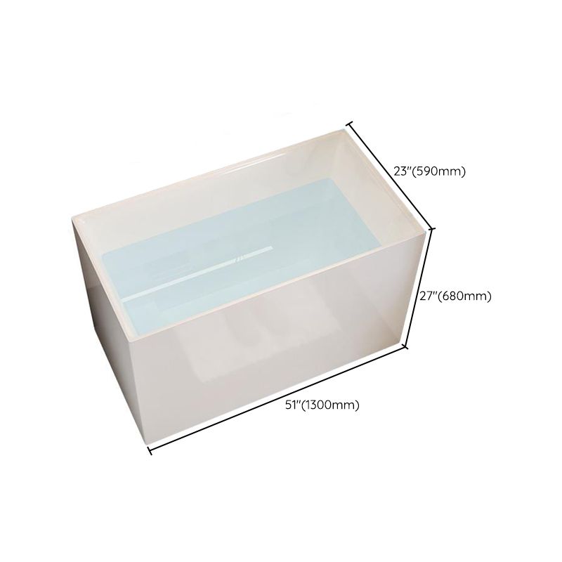 White Acrylic Bathtub Freestanding Soaking Rectangular Modern Bath
