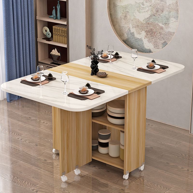 Modern Style Dining Table Rectangle Drop-Leaf Dining Table for Home Use