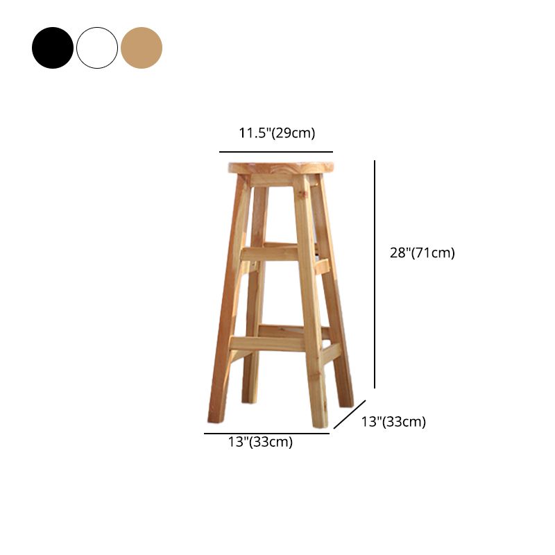 Moderner armloser Rückenloser Thekenhocker Holz Café Barhocker mit Holzsitz, 1 Stück