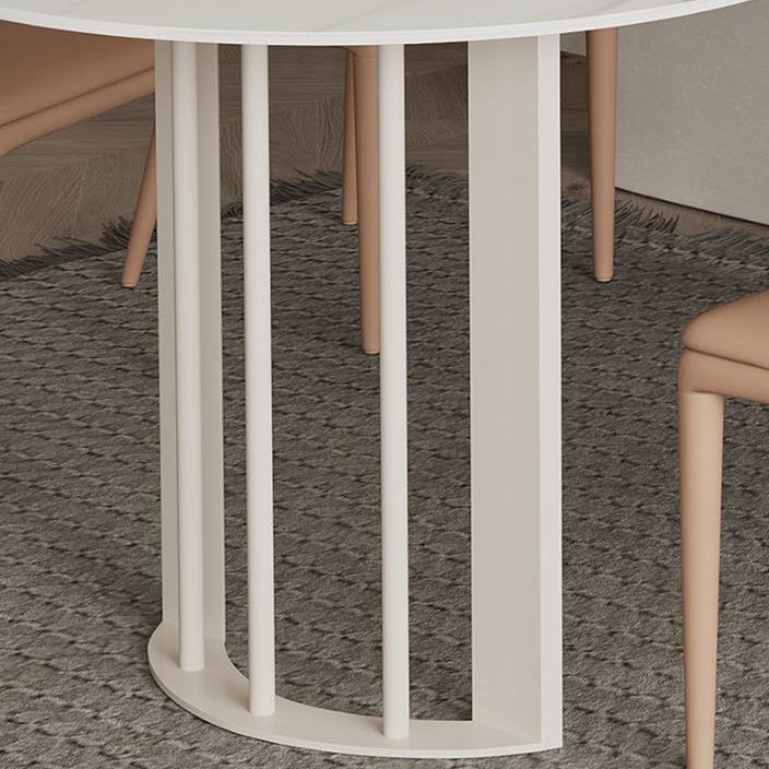 White Stone Top Dining Table Modern Dining Table with Sled Base