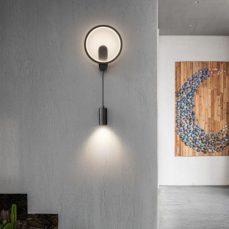 Modern Metal Wall Sconce Cylinder Shape Wall Light with Silicone Shade for Bedroom