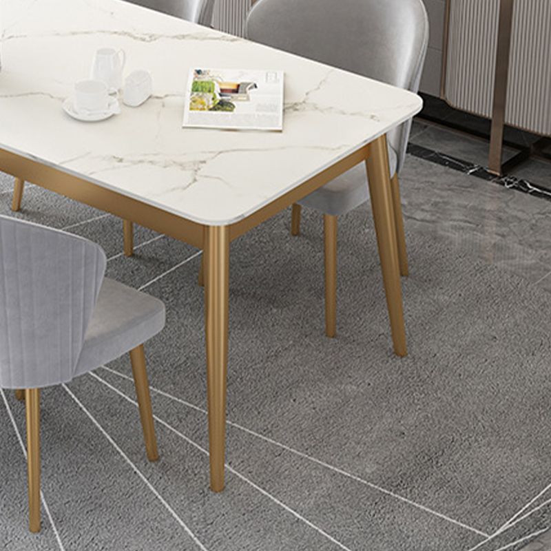 White Stone Top Dining Table Contemporary Rectangle Dining Table with 4 Legs