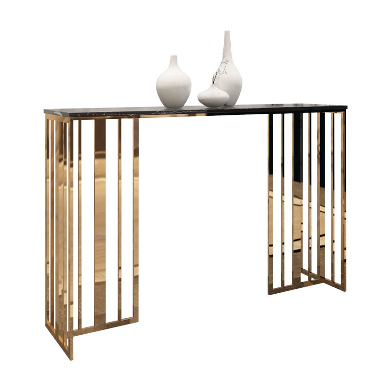 Glam Console Table Marble Rectangle Accent Table in Gold , 31.5 inch High
