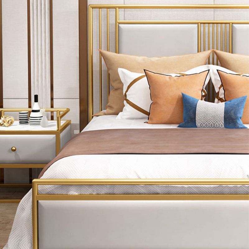 Glam Bed with Rectangle Open-Frame Headboard and Footboard in Iron