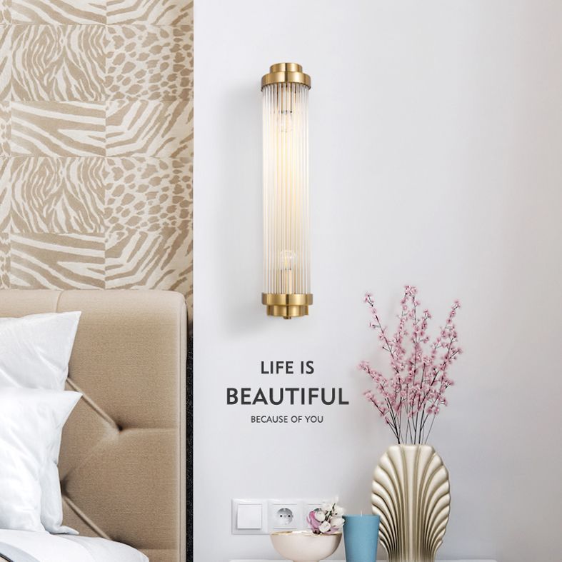 23.5" H Cylindrical Crystal Wall Mount Light Post-modern Style Home Decorative Lighting Fixture for Living Room Bedroom