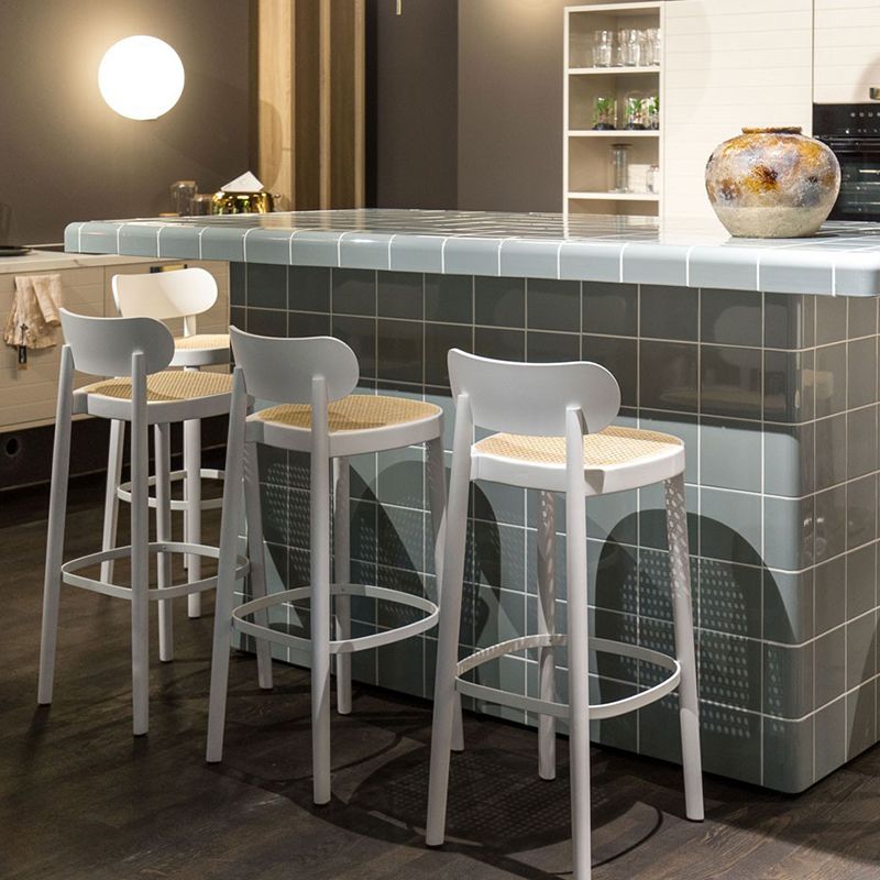 Wood Dining Stools Contemporary Armless Bar Stools with Footrest