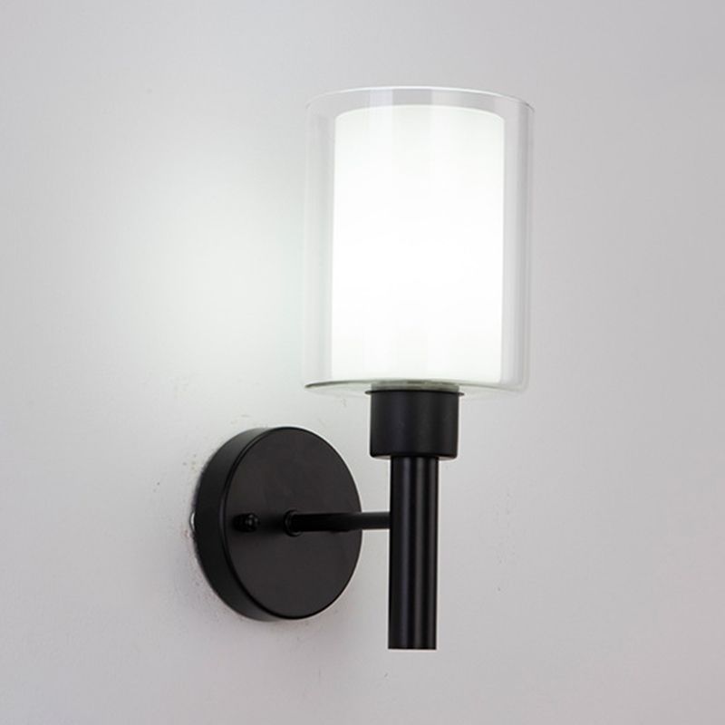 Contemporary Black/Golden Bathroom Vanity Light 1 Light Glass Bath Bar