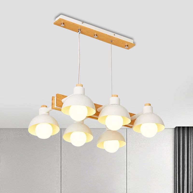 4/6 luces de tono de domo lineal lámpara lineal isla de metal nórdica iluminación en blanco