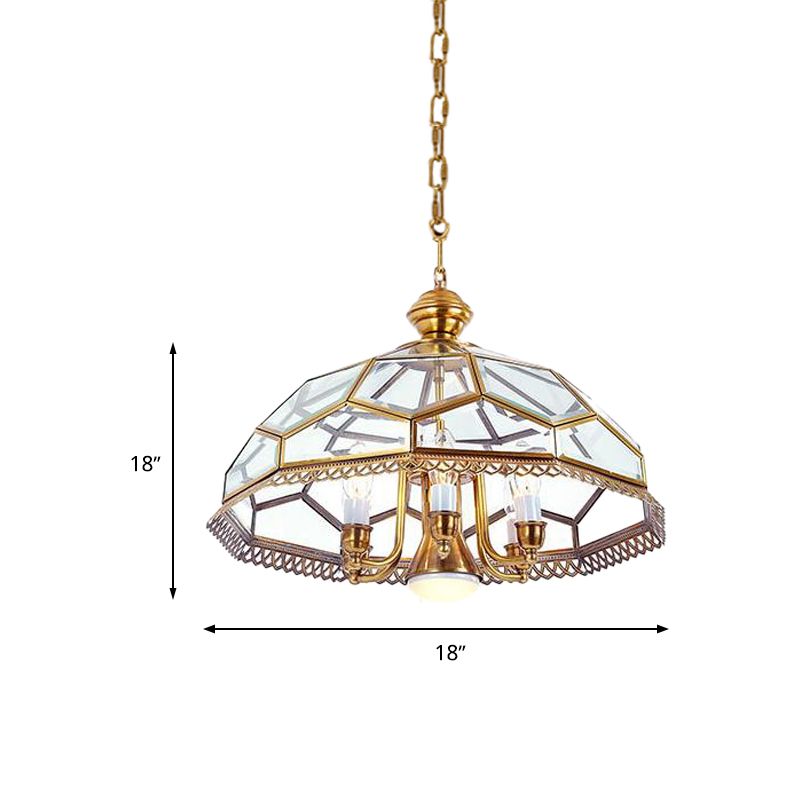 Klare Glasschüssel Kronleuchter Lampe Kolonial 7 Köpfe Küchenheize Leuchte Leuchte