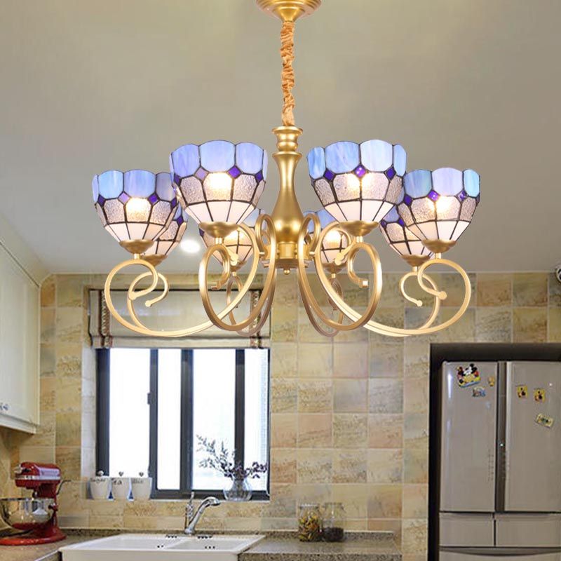 Bol lustre éclairage baroque tachée d'art tachée 8 lumières