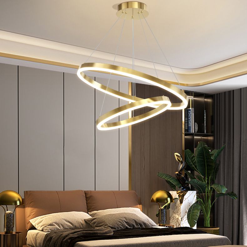 Modern Farmhouse Chandelier Multiple Rings Pendant Light Round Metal Chandelier