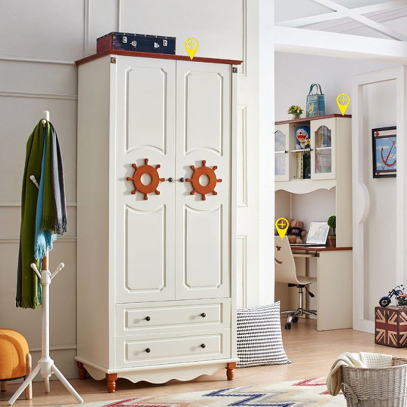 Hinged Wardrobe Cabinet with Legs Coastal Wooden Wardrobe Armoire