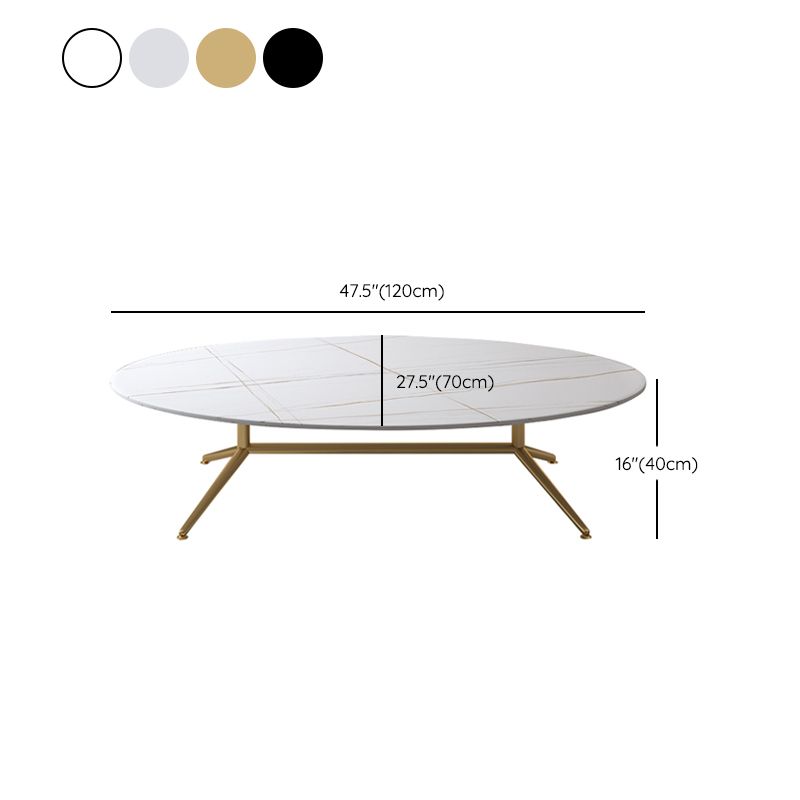 Glam Style Metal Base Cocktail Table Black and White Slate Top Coffee Table