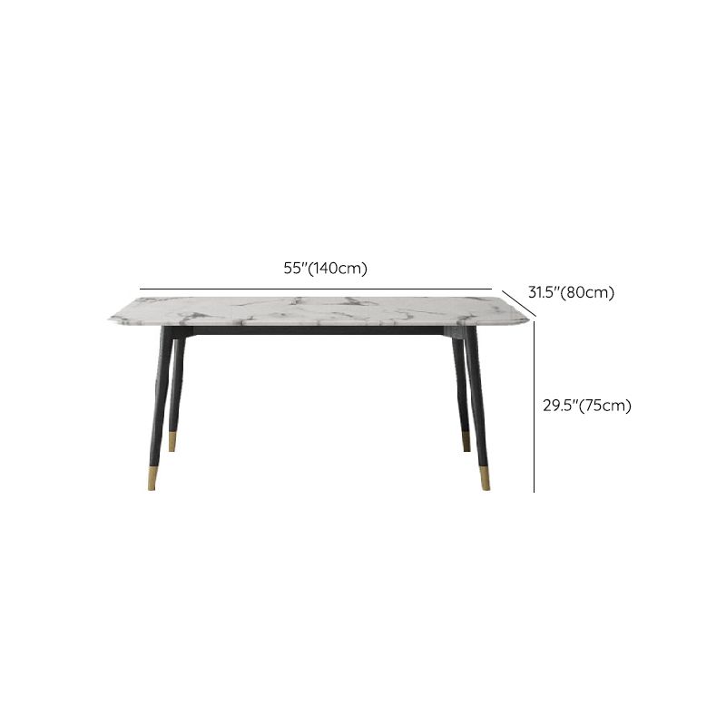 Mid-Century Rectangle Dining Table Stone Dining Table with 4 Legs