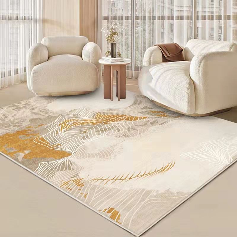 White Modern Carpet Polyester Line Carpet Washable Carpet for Living Room