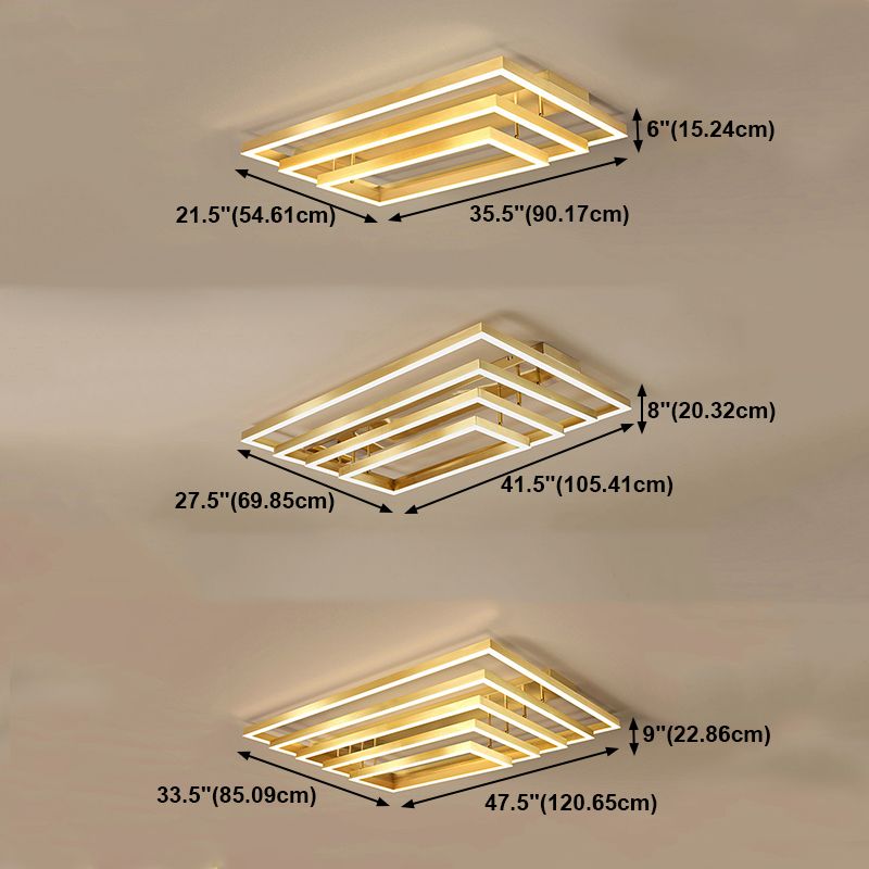 Contemporary Rectangle Flush Light Fixture Metal Flushmount Lighting for Living Room