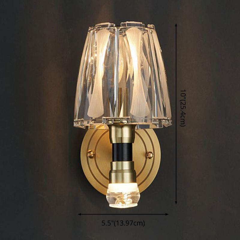 Lampada a parete in cristallo in rame a bulbo singolo 8,3 "H Brass Brass Bed Sconce Sconce Secondo