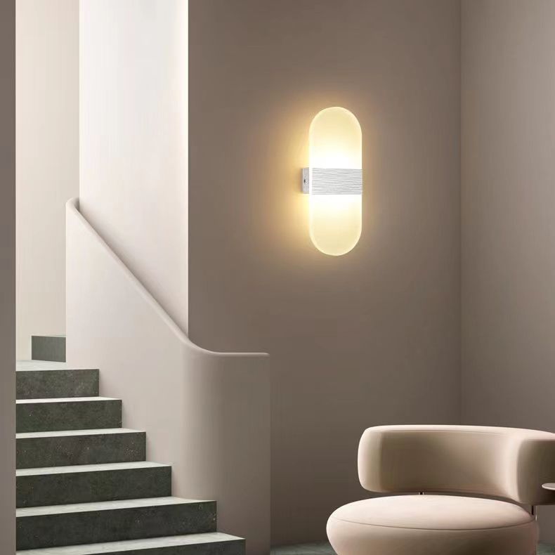 Geometry Shape Metal Wall Light Modern Style 1 Light Wall Mount Lamp in White