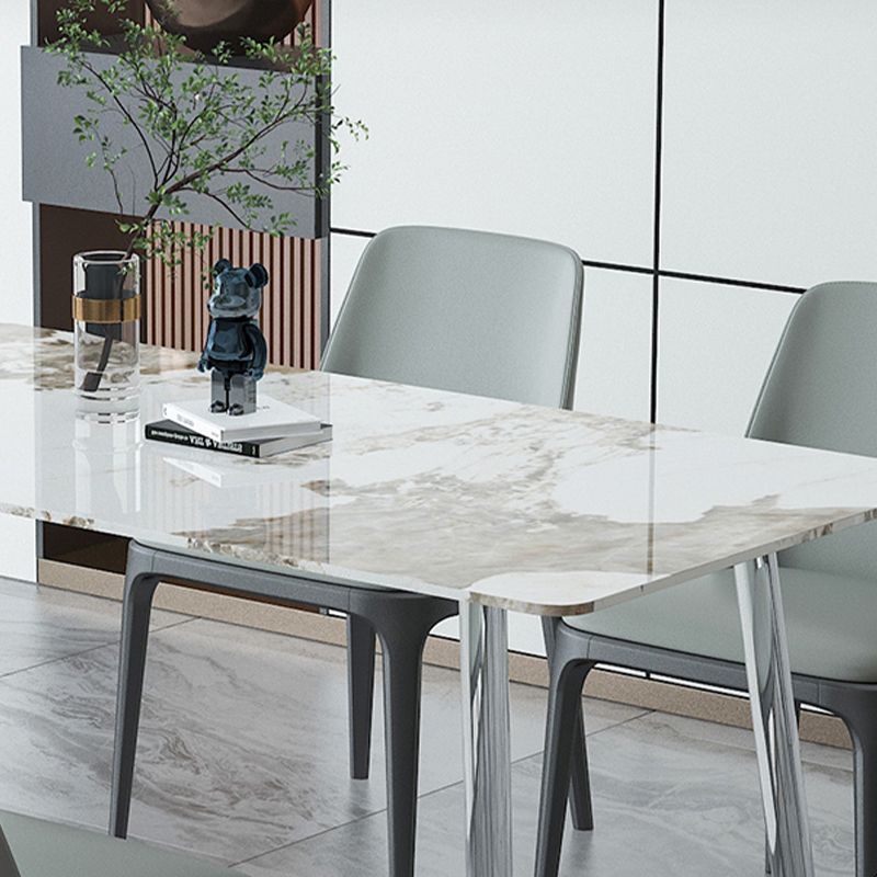 Sintered Stone Dining Table Modern Rectangle Dining Table with Acrylic Base for Home Use