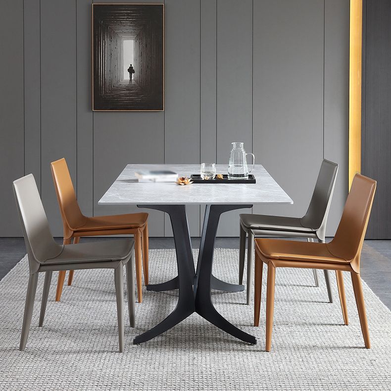Silla lateral de cuero para restaurante, estilo diseñador, respaldo sólido, acabado mate, silla de comedor