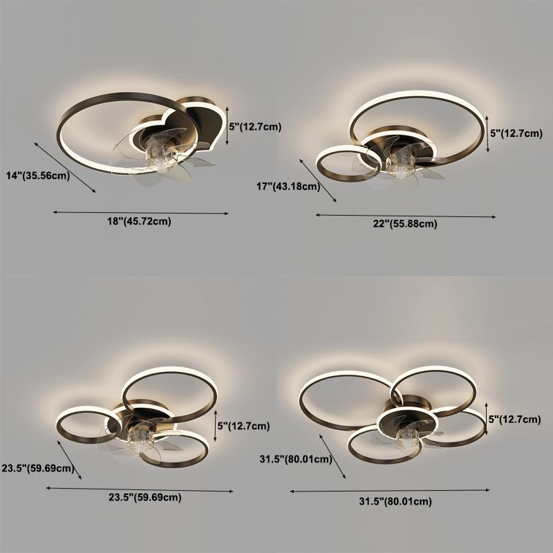 Contemporary Circular Ceiling Fan Light Metal LED Ceiling Fan for Living Room