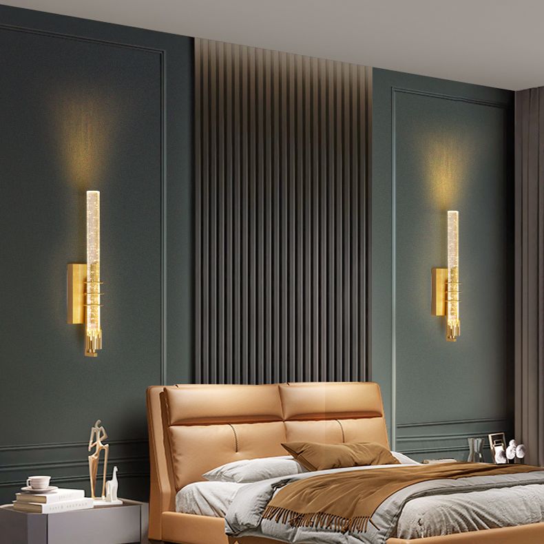 Modern Cylinder Crystal Wall Light Fixture 1-Light LED Sconce Light for Living Room