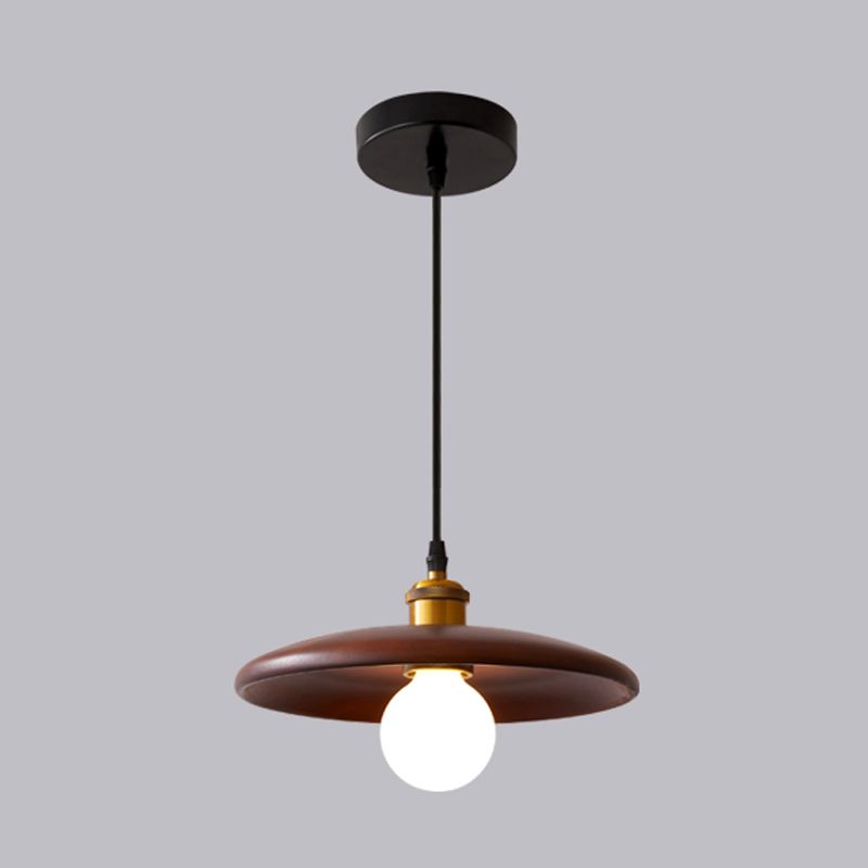Pot Cover Shade Hanging Lighting Modern Style Bois massif 1 pendentif léger pour séjour à domicile