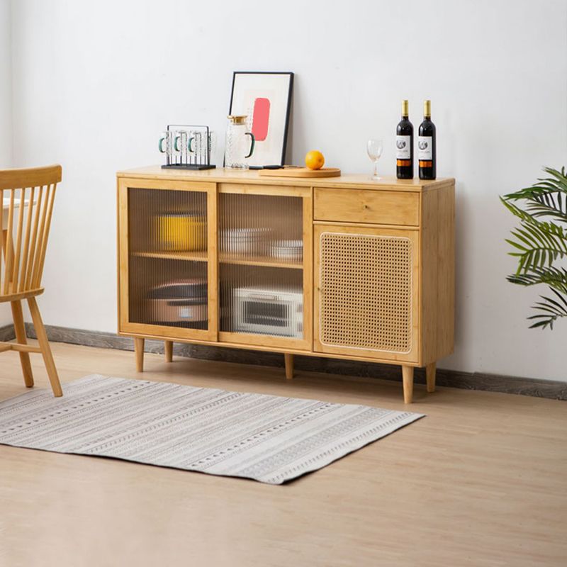 Farmhouse Glass Doors Sideboard Cabinet 32.7-inch High Buffet