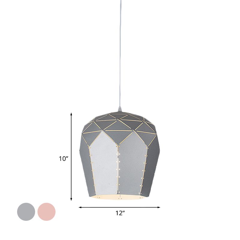 Moderner Weinglas Anhänger Leuchte Metall Metall 1 hängende Decke Licht in Rosa/Grau