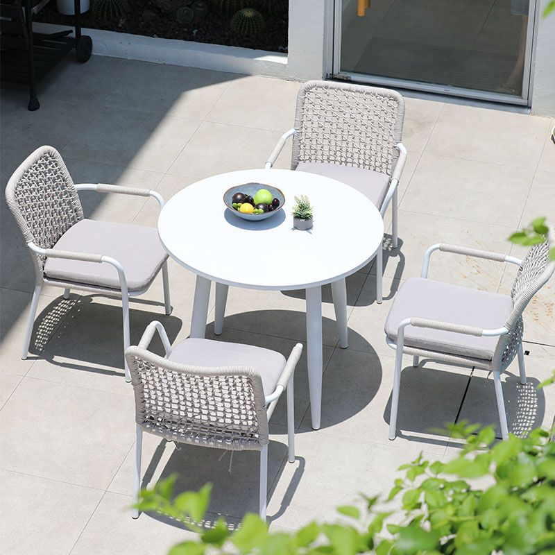 Round White Patio Dining Sets Boho 1/2/3/5/7 Pieces Dining Table Set