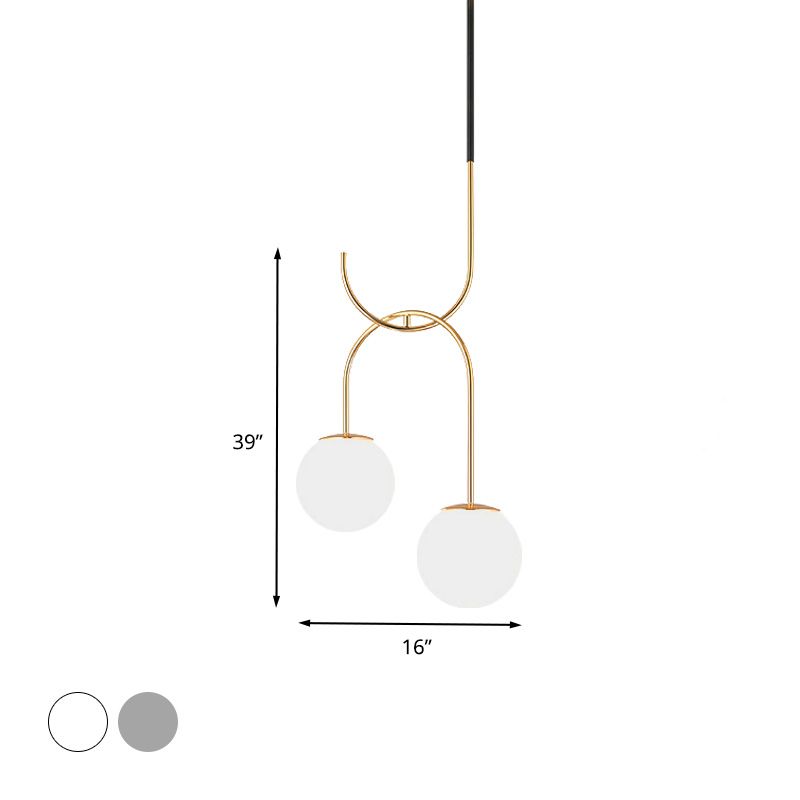 Luce in metallo globo industriale 2 lampadina bianca/fumo grigio vetro a led ciondoli multipla in nero/grigio/oro