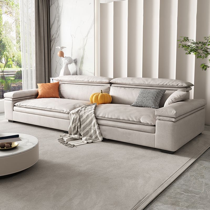 Stationary Stain Resistant Faux Leather Living Room Square Arm Sofa
