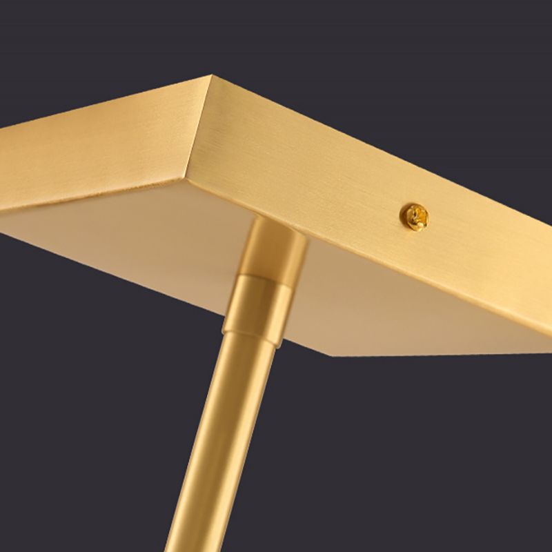 Brass Geometric Pendant Lamp Classic Fabric Chandelier for Living Room