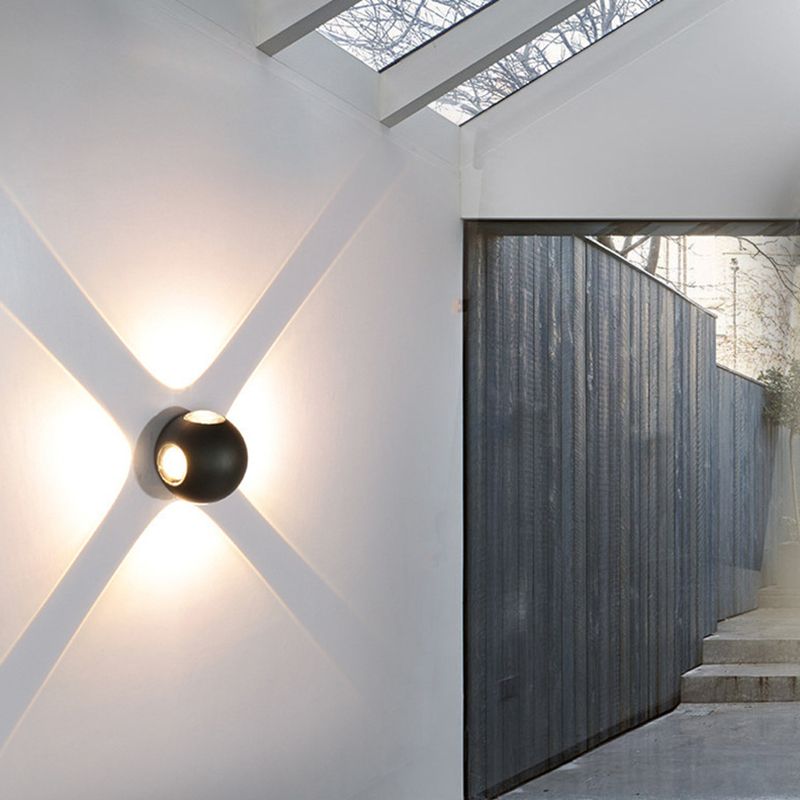 2-Lights Geometric Wall Sconce Modern Simple Style Metal Wall Lighting in Black