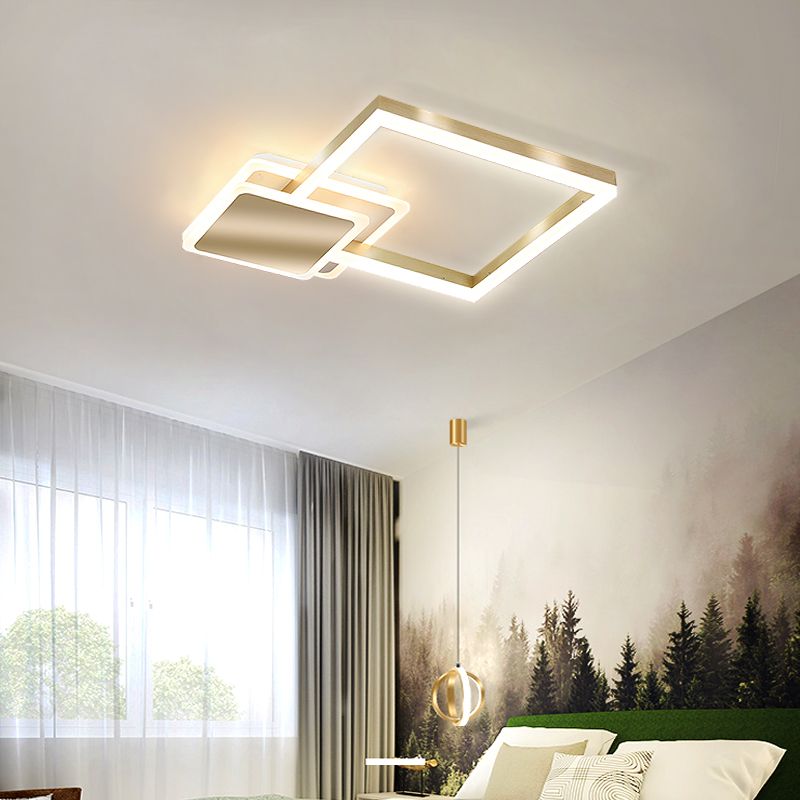Gold Simplicity Lighting Fixture LED Flush Mounted Ceiling Lights with Acrylic Shade