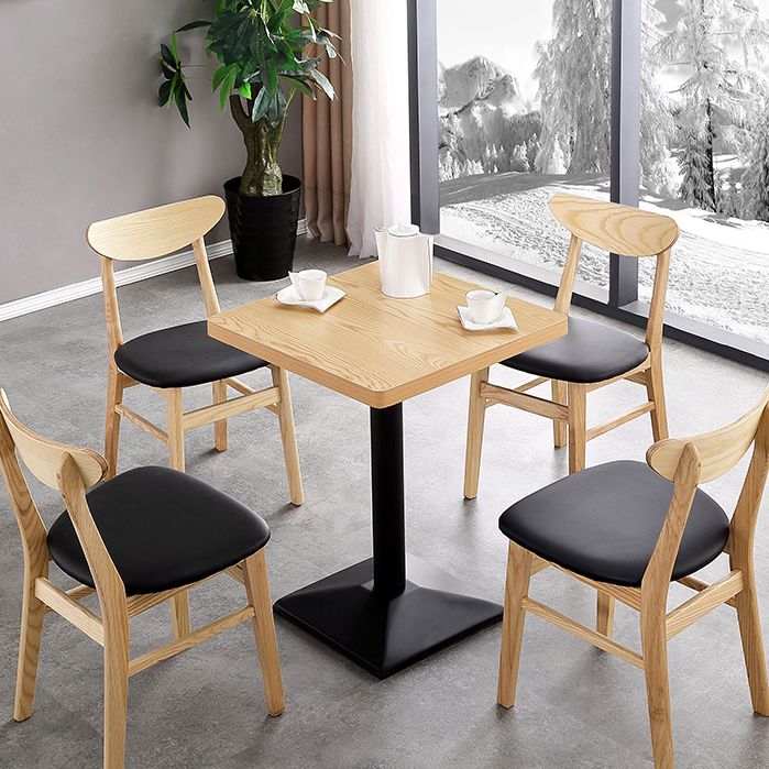 Metal Contemporary Dining Table Wood Top Table for Dining Room