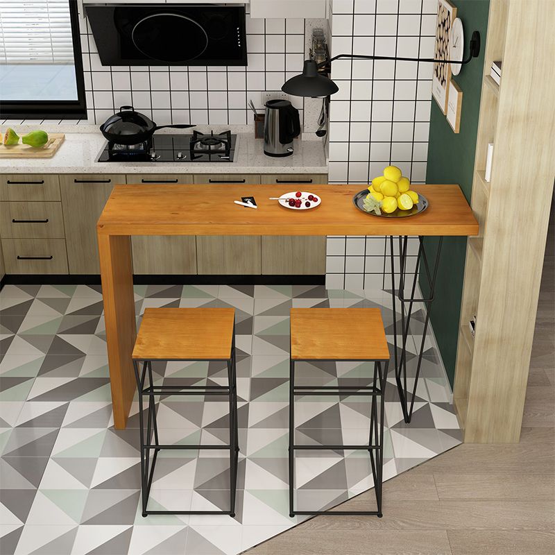 Industrial Rectangle Bistro Bar Desk Pine Solid Wood Bar Dining Table for Indoor