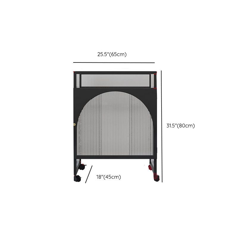 Knobs Scratch Resistant Modern Iron Accent Cabinet with Glass Top