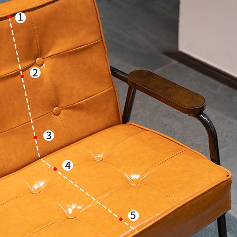 27.95" High Genuine Leather Sofa Recessed Arm Sofa with Tufted Back