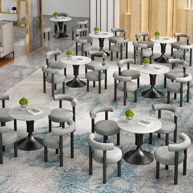 Round Luxury Style Dining Table Fixed Table with Sintered Stone