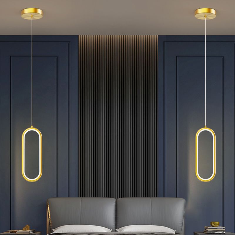 Oval Shape Metal Hanging Light Modern Style 1 Light Hanging Light Fixtures