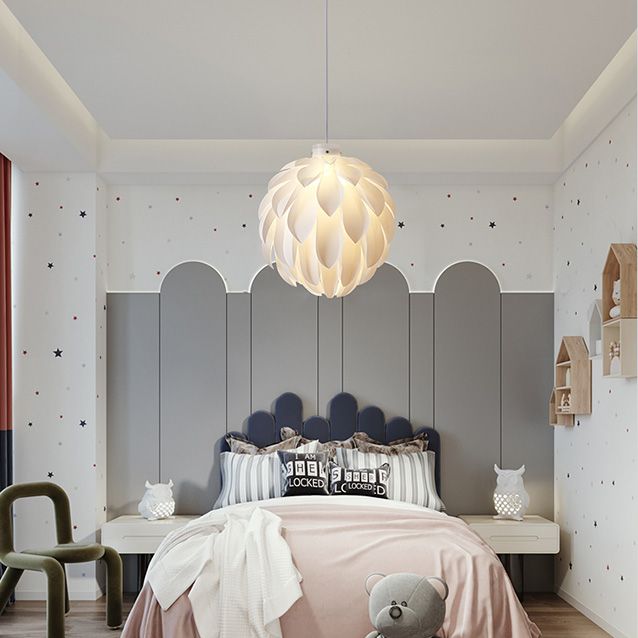 Acrylic Global Pendant Lighting Fixture Modern Style White Hanging Ceiling Light