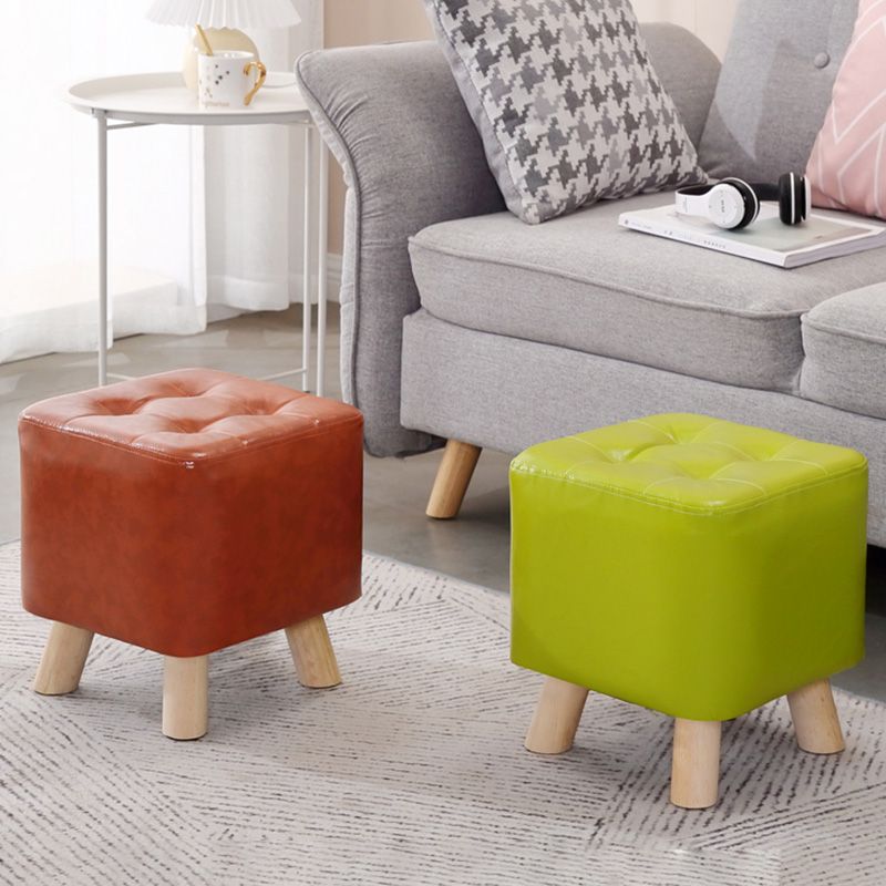Water Resistant Pouf Tufted Whole Colored Square Faux Leather Pouf Stool