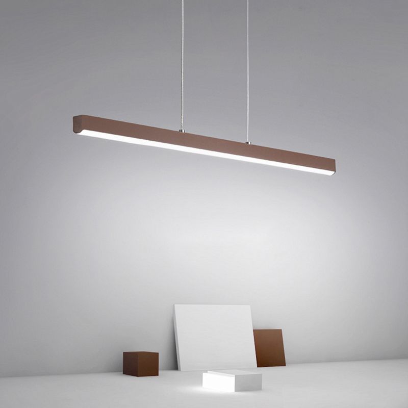 1-Licht lineare Inselbeleuchtung zeitgenössische Metallinsel Deckenleuchte in Braun