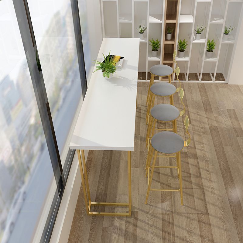 Glam Style Rectangle Bar Table Solid Wood Sled Base Bar Dining Table