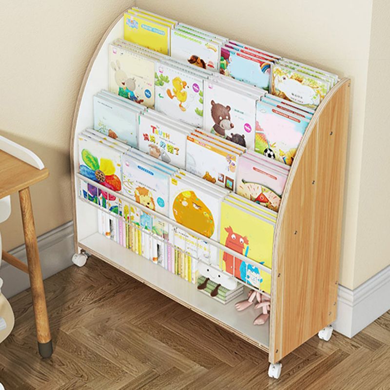 Modern Standard Bookcase Freestanding Standard Kids Bookcase with 4 Wheels