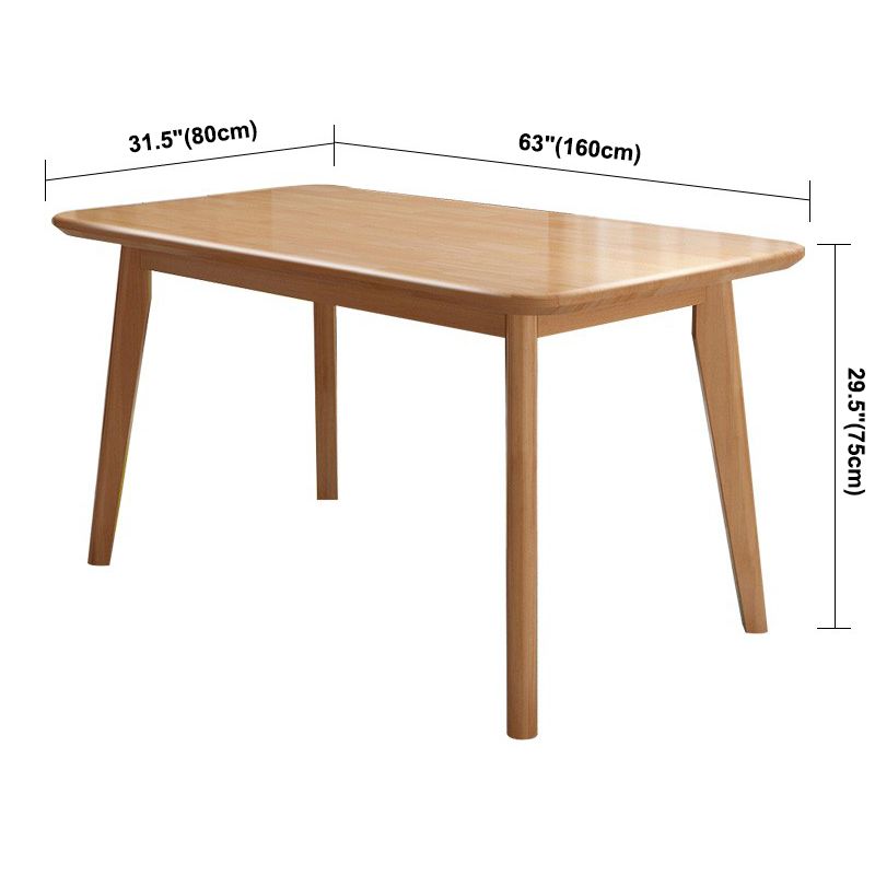Rectangle Solid Wood Brown Tone Dining Table Simplicity 4 Legs Table for Dining Room