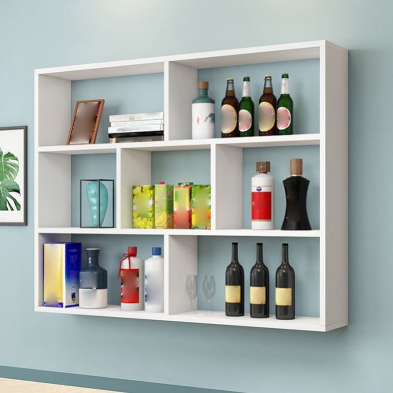 Contemporary Floating Bookshelf Wall Mounted Manufactured Wood Bookcase